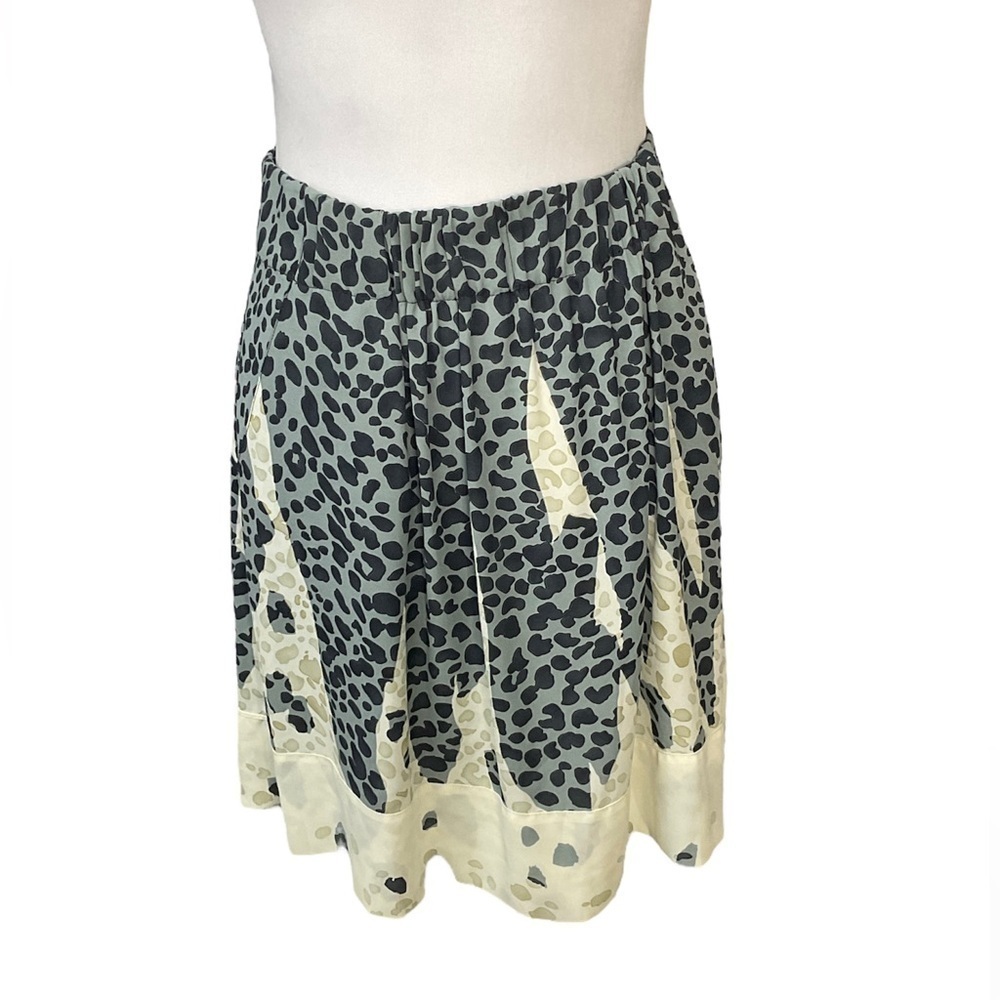 CAbi Bella Skirt Sz. S Gray Cream Leopard Print Elastic Waist Pull On Pocket (R2